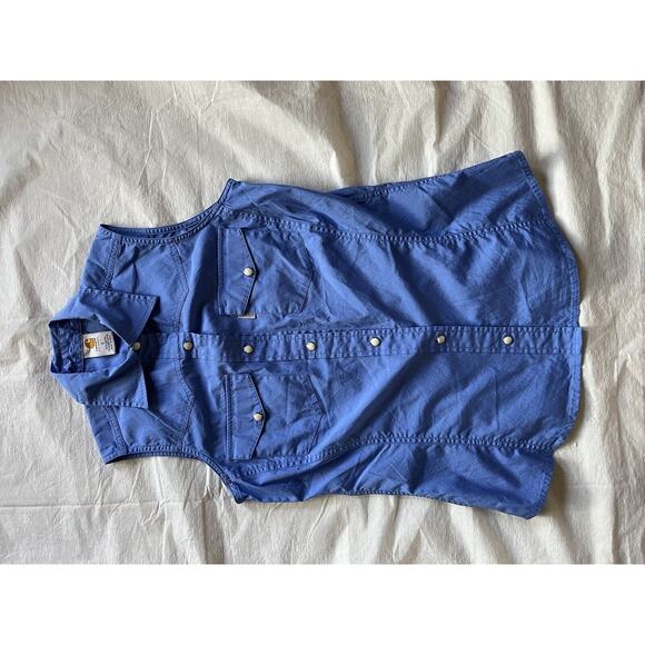 Carhartt Tops - Carhartt Women's Sleeveless Shirt Collared Top Pearl Snap Blue WS004 BLL Size S